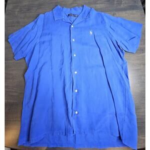 Polo Ralph Lauren Dress Shirt Men’s Size XXL Blue SHORT Sleeve Button Down
